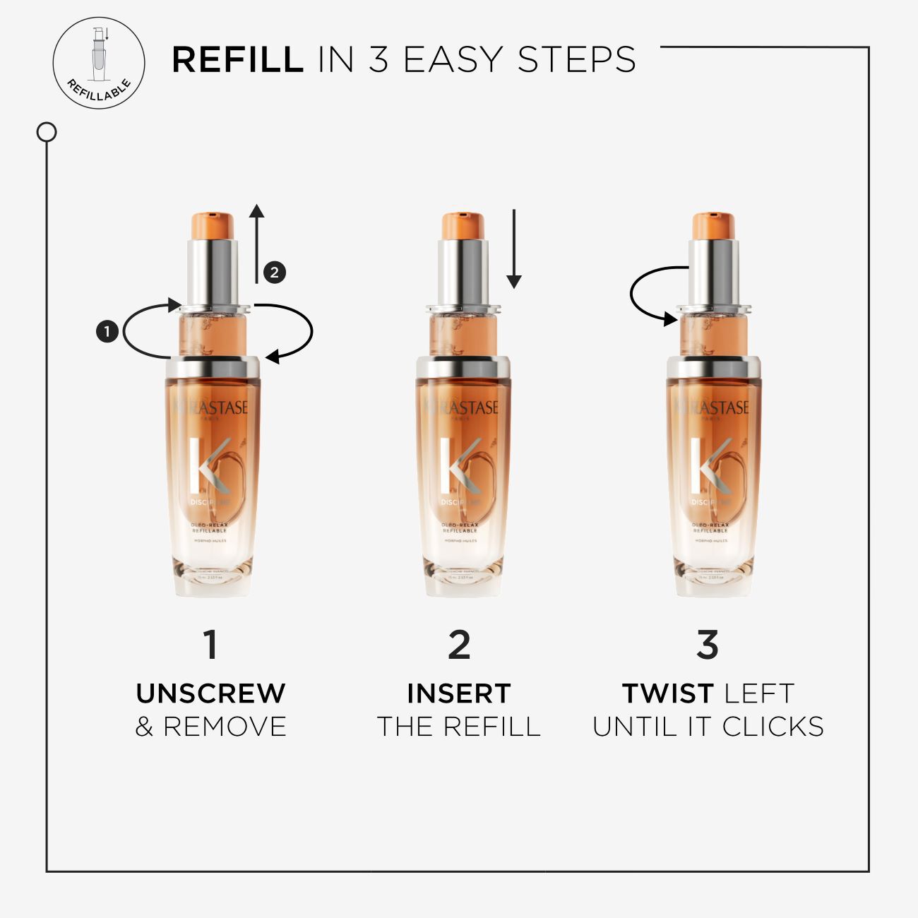 Discipline L'HUILE OLEO-RELAX REFILLABLE HAIR OIL