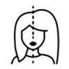 A minimalist, line-drawn illustration of a woman’s face, split vertically down the middle, featuring long hair.