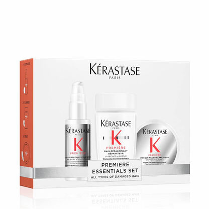 Kerastase Premiere Essentials Set, featuring products for all types of damaged hair, presented in elegant packaging.