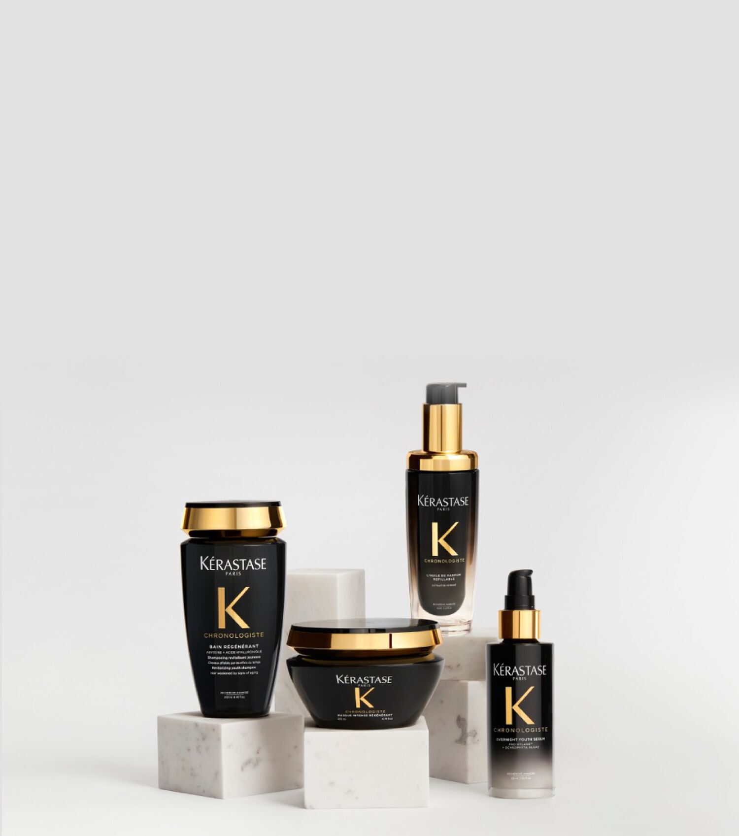 Kerastase Chronologiste range on a light grey background