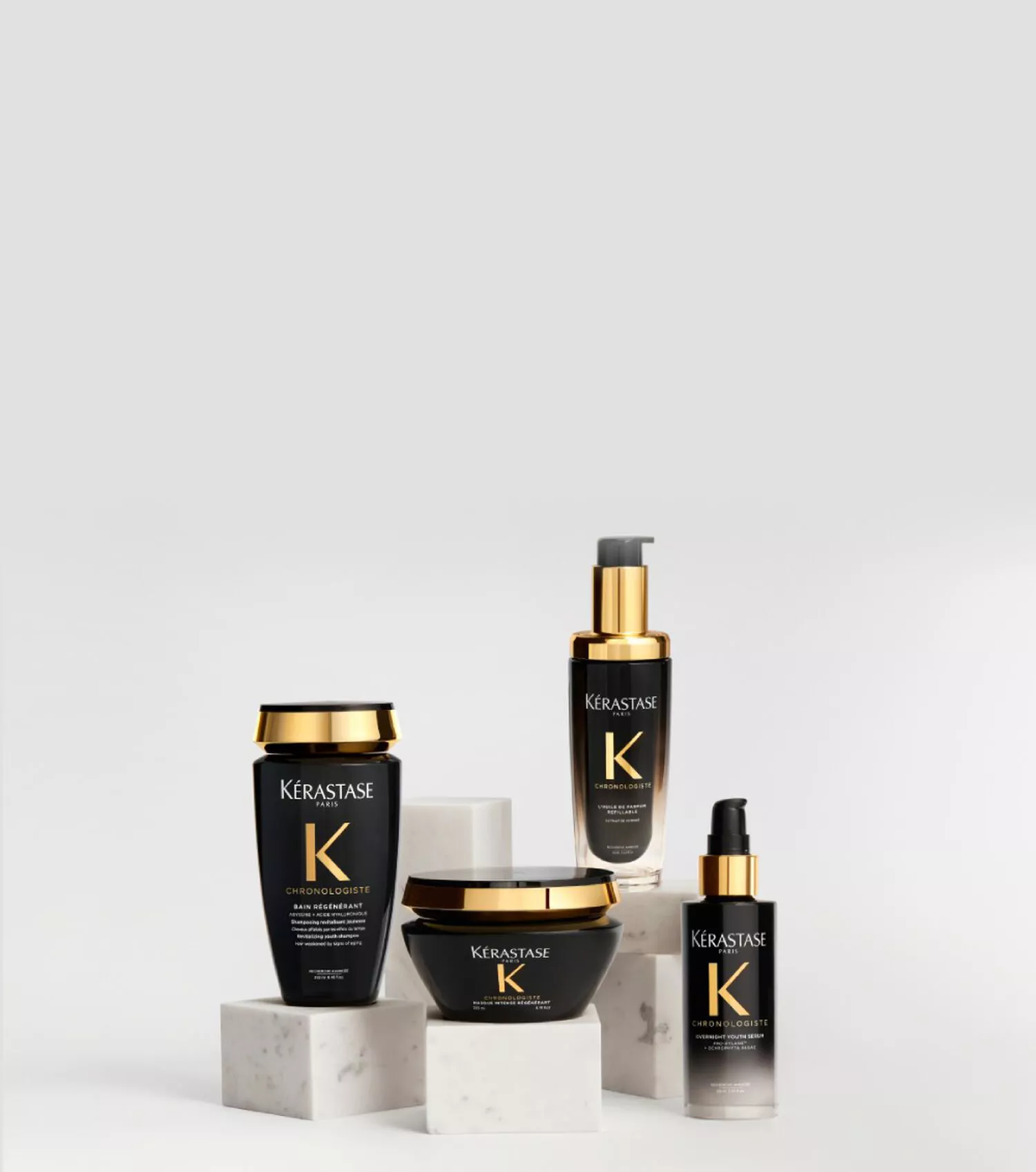 Kerastase Chronologiste range on a light grey background