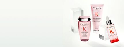 A group shot of Kerastase’s Genesis haircare range for hair loss and hair thinning
